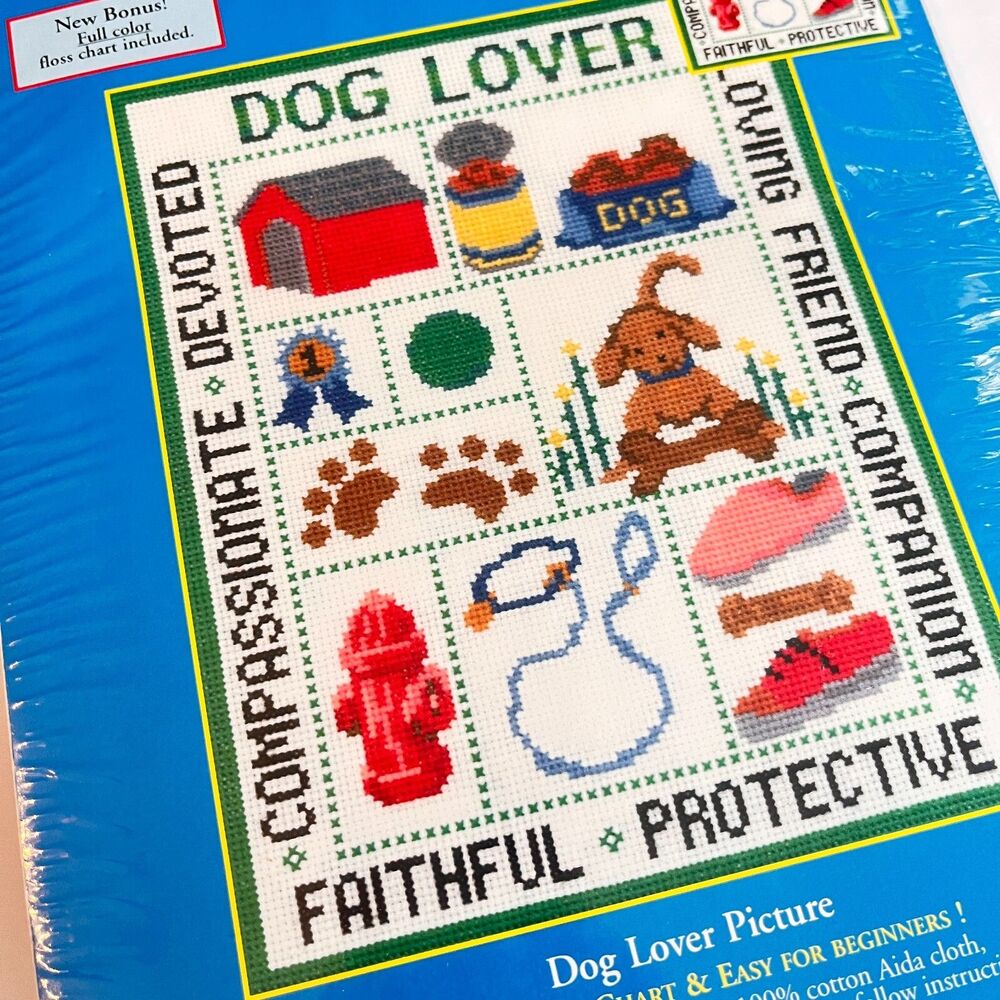 Candamar Designs #51415 "Dog Lover Picture" Counted Cross Stitch Kit NEW Sealed